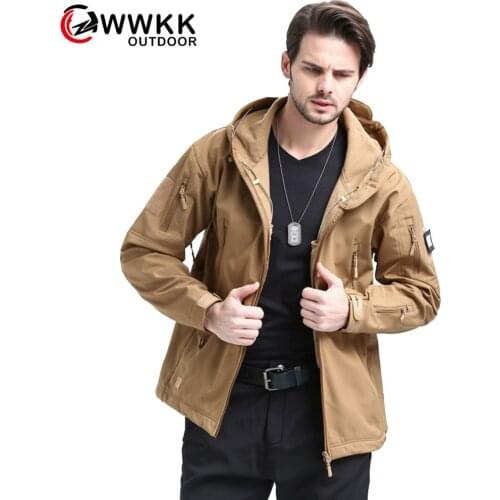 WWKK Mens Hiking Hooded Jackets Outdoor Windproof Breathable Camping Trekking Wear Sports Resistant Male Fishing Hunting Jacket