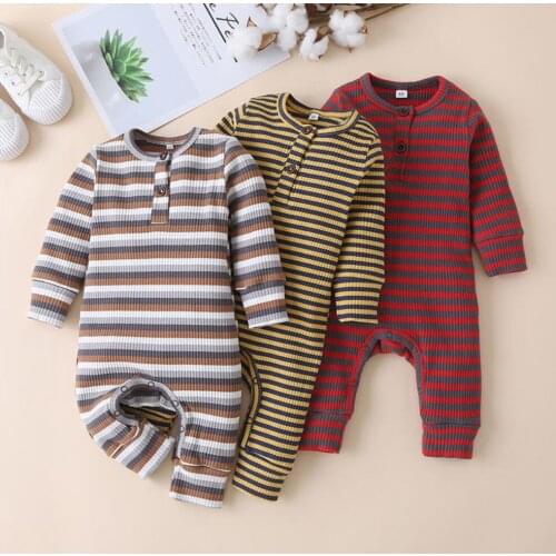 Fashion Casual baby Boy Jumpsuit Newborn Infant Outfit Cotton Striped Hooded Boys Clothes Jumpsuit Romper 0-12M