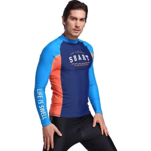 Sbart Mens Rash guard Long Sleeves Swimwear Surf Clothing Diving Suits Shirt Swim Suit Spearfishing Wetsuit Kitesurf