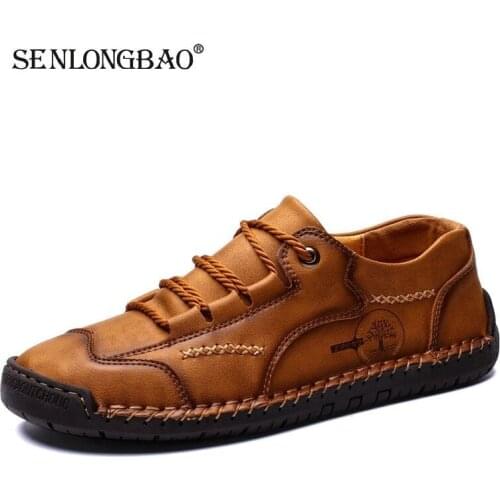 Brand Men Casual Shoes Outdoor Non-slip Mens Shoes Handmade Lace Up Men Loafers Mens Moccasins Autumn Zapatos De Hombre 38-48