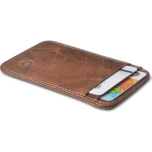 Genuine Leather Men Wallet Brown Coin Purse Small Mini Card Holder Male Wallet Pocket Thin Purses Money Bag Slim Wallet 2020 New