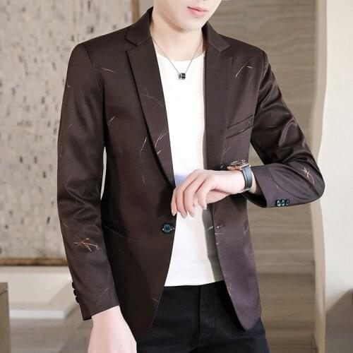 2021 Mens Bronzing Printed Slim-Fitting Suit Youth Business Casual Suit Wedding Business Working men blazers