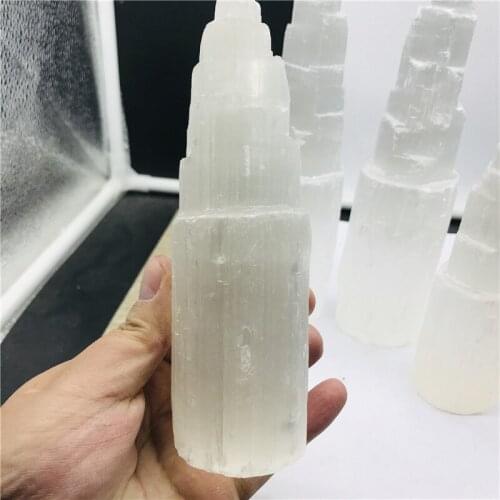 Natural selenite gypsum column tower sculpture modern Moroccan crystal ore decorative statuary craft home decoration collection