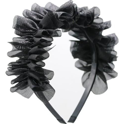 NEW spring fashion elegant fascinator tulle silk ruffle full head hairbands girls fashion headband