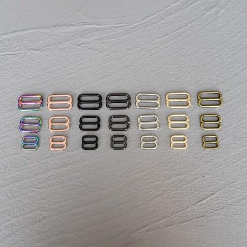 20 Pcs 15/20/25mm Metal Adjust Buckle Tri Glide Slide Buckle Middle Center Bar Adjuster for Leather Craft Bag Strap Webbing