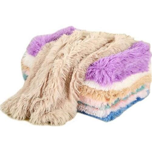 Pet Dog Cat Fluffy Fur Blanket Sleeping Mat Dogs Cats Bed Cushion Cover Reversible Double Layer Washable for Dog Bed Couch Sofa