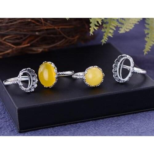 Ring Blank (12x12mm/13x13mm/15x15mm Round Blank or 12x14mm/12x16mm/13x18mm Oval Blank) Adjustable 925 Silver Ring Base R610B2