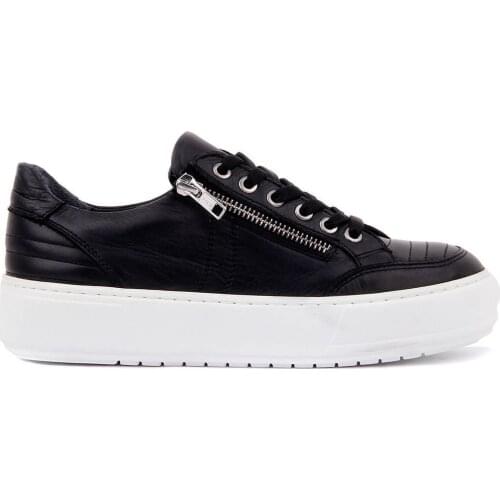 Sail-Lakers Black Leather Zipper Women 'S Casual Shoes