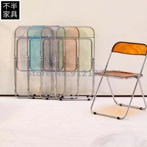Net red ins photo chair transparent folding chair home dining chair backrest light luxury makeup chair acrylic crystal stool