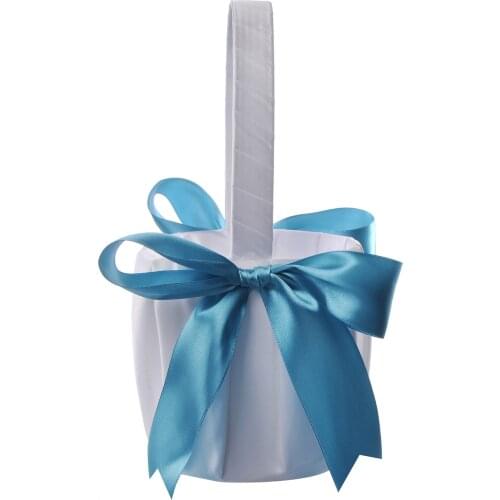 Popodion Bow Wedding Flower Baskets for Flower Girls Supplies Portable Flower Baskets Wedding Candy Baskets WAS10205