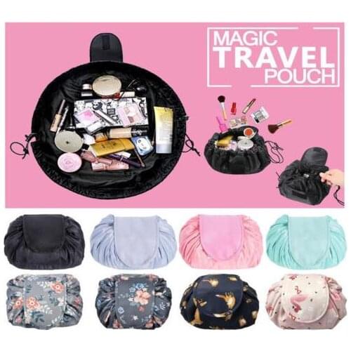 Tropical flamingo Portable Makeup Drawstring Bags Storage Portability Magic Travel Pouch Cosmetic Bag Waterproof colorful gifts