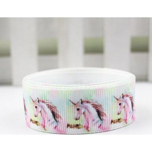 Cartoon unicorn printed grosgrain ribbon stripe ribbon 9mm-75mm 10/25/50 yards wedding decorative ribbons DIY craft webbing