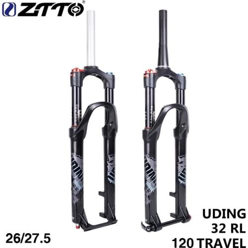 UDING Bicycle Fork 32RL Air 26 27.5 650B Inch Fork Suspension Lock Straight Tapered Thru Axle QR Quick Release for MTB Bike Fork
