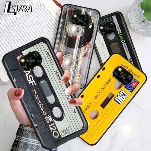 Vintage Magnetic Tape Cassette for Xiaomi Poco X3 NFC X2 M3 M2 F2 F3 Pro C3 F1 A2 Lite Mix3 Play Silicone Soft Black Phone Case