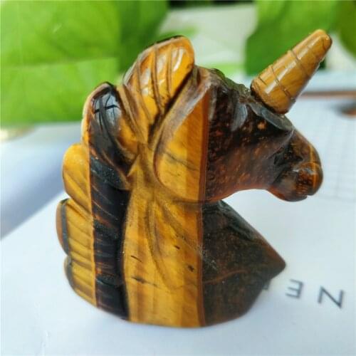 High Quality Natural Yellow Tiger Eye Stone Hand Carved Unicorn Trinket Gift For Decoration