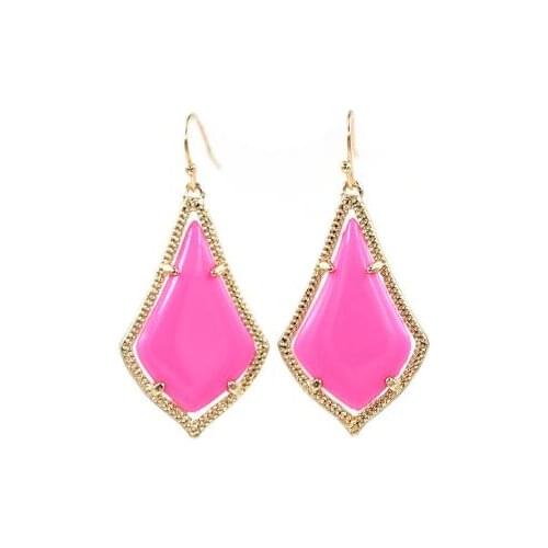 High Quality Fashion Summer Hot Pink Smooth Resin TearDrop Earring for Women