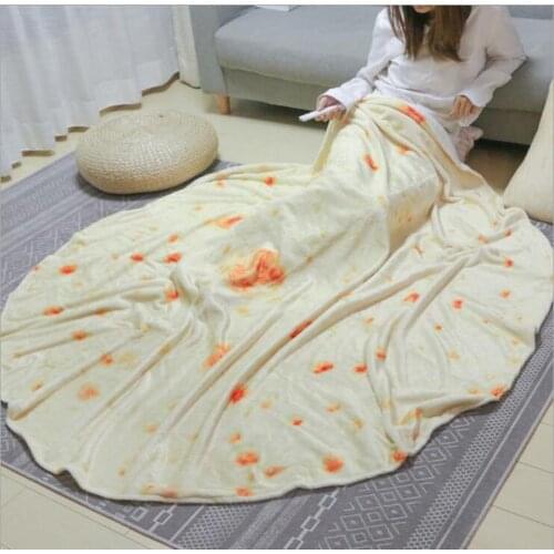 WOSTAR Soft warm flannel burrito blankets 280Gsm round shape throw blankets coral fleece tortilla nap wrap travel egg blankets