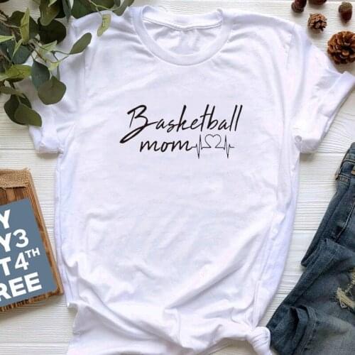 Basketball Mom Tees Mom Life Ulzzang Harajuku Womens Tops Shirts Cotton Drop Shipping Casual Short Regular Letter Print T-shirt