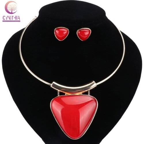 Women 3 colors boho acrylic fashion 2017 jewelry sets with earrings statement necklace for party wedding Trendy necklace