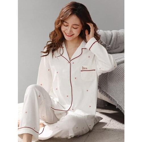 Winter Womens Pajama Set 100% Cotton Pyjamas Home Clothes Pink Pijamas Pour Femme Printed Sleepwear Women 2pcs Loungewear