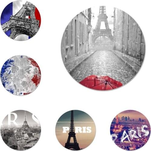 58mm Frenchman flag Culture Eiffel Tower Icons Pins Badge Decoration Brooches Metal Badges For Backpack Decoration
