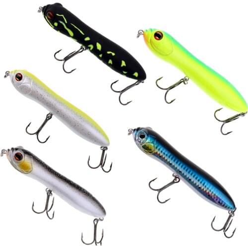 13cm Hard Plastic Fishing Lure Baits/Tackle Crankbaits Hooks Bass Baits 3D Eyes Topwater Lure Baits with 2 Treble Hooks