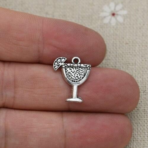 20pcs Antique Silver Plated Cups Charms Pendants for Jewelry Making Charm Bracelet DIY Handmade Craft 17x14mm