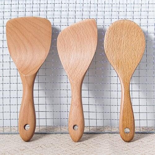 3 Types Wooden Rice Paddle Rice Spoon High Quality Rice Scoop Sushi Rice Paddle Tableware Spoon Dinnerware Kitchen Gadgets Tool