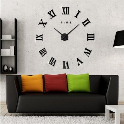 3d Simple Silent Wall Clock Large Size Creative Diy Clock Sticker Home Decoration Wall Watch Display Time Digital Clock