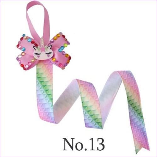 50 Diamonds Rainbow Unicorn 26" Hair Clip Holder Ribbon Bow Storage Organizer