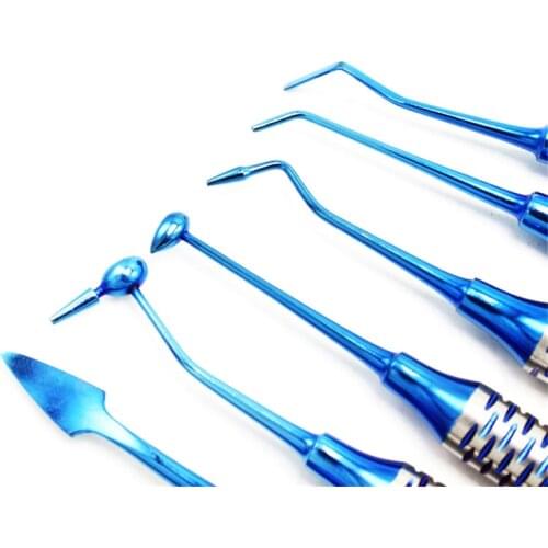6pcs Dental Composite Resin Filling Spatula Titanium plated Head Resin Filler Set thick handle Restoration set Dental Instrument