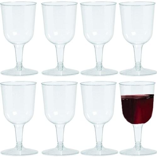 8pcs Hard Plastic Goblets Party Essentials Transparent Wine Glasses Flute Champagne Clear Wedding Reusable Drinkware