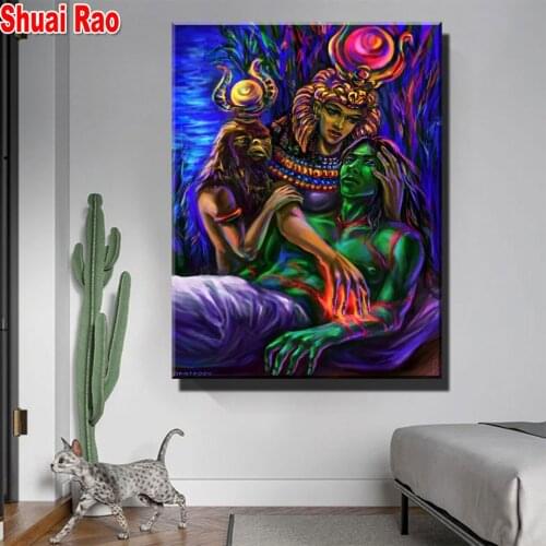 Abstract Egyptian Queen And King Wall Poster Diamond Painting 5D Diy Mosaic Cross Stitch Full Drill Decor Portrait Handmade M121