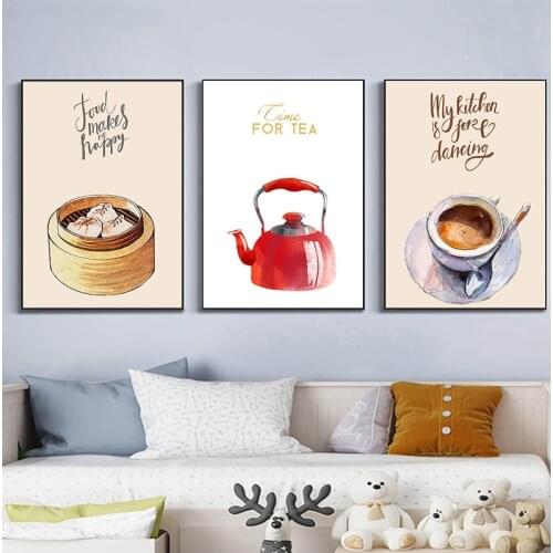 Abstract Home Decoration Posters Chinese Restaurant Dumplings Foods Hd Print Canvas Painting Wall Art Pictures for Kitchen Room