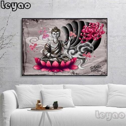 5d Diy Diamond Painting Lotus Buddha Woman Picture Of Rhinestone Mosaic Embroidery Full Square Round Drill Home Decor wall art