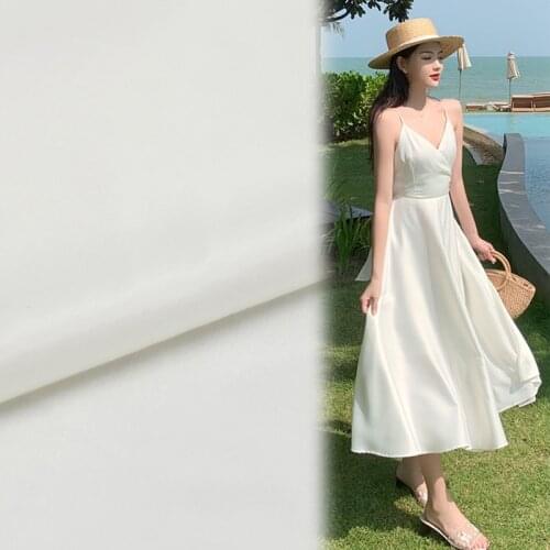 White stretch silk cotton satin fabric smooth and comfortable for dress,SCT702