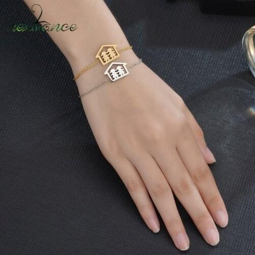 Nextvance Two Girls House Bracelet Stainless Steel Adjust Length Charm Bracelet for Bestfriend Family Gift Bijioux Femme