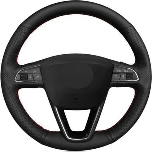 Car Steering Wheel Cover Black Artificial Leather For Seat Leon 5F Mk3 2013-2019 Ibiza 6J Tarraco Arona Ateca Alhambra