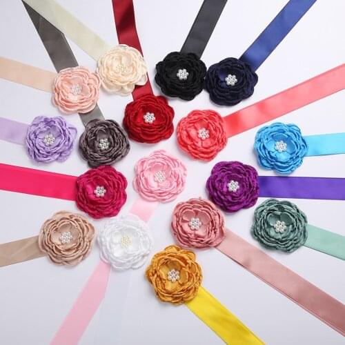 Floral Pearl Hair Ribbons Solid Flower Hairbands For Women And Girl Bandeau Femme Pour Cheveux Cabello Mujer