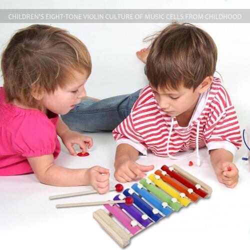 Montessori Wooden Kids Educational 8 Scales Xylophone Pine Steel Sheet Alpinia Improving Music Cells Preschool Music Puzzle Toy