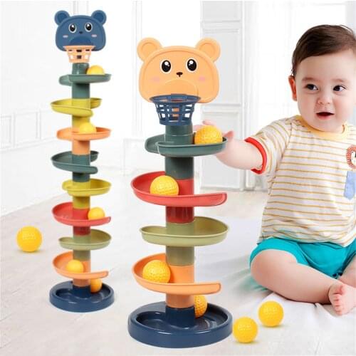 Baby Toys Rolling Ball Tower Educational Toys for Chidren Pile Rattles Tower Puzzles Spin Track Montessori Kids Toys Gifts