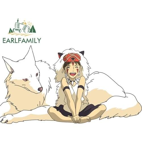 EARLFAMILY 13cm x 7.3cm For Princess Mononoke Funny Car Stickers Auto Air Conditioner Decal Funny Car Accessories Decoration