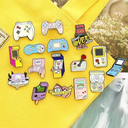 Retro Arcade Game Enamel Pins Set Collections Cartoon 90s Gamepad Jewelry Brooches Denim Shirt Collar Badge Lapel Friends Gifts