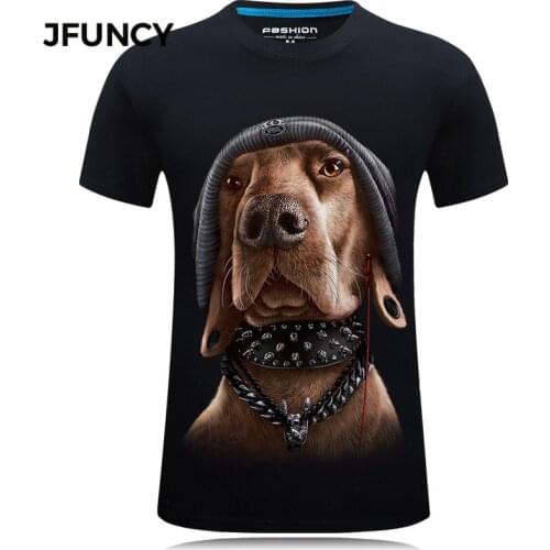 JFUNCY Men 3D T-shirt Summer Casual Harajuku Dog Print Man Tee Shirts Short Sleeve Male Tops Clothing Plus Size Hip-hop Tshirt