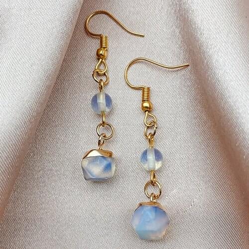 Korean Opal Drop Earrings for Women New Arrival Fashion Natural Stone Jewelry Wedding Party Statement Earrings Bijoux Wholesale