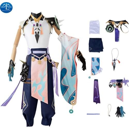 Anime Genshin Impact Xiao Game Suit Batlle Uniform Party Dress Cosplay Costume Full Set Halloween Women Free Shipping 2021 New