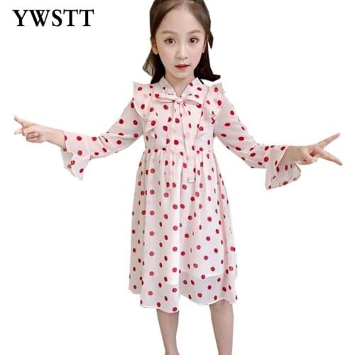 Girls Summer Clothing Dotted Skirt Girls Dress 2020 New Style Big Gilrs Chiffon Dress kids Princess Dress