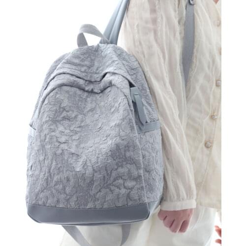 Fashion Pleated Solid Color Nylon Womens Backpack Kawaii Shoulder Bag for Teenage Girls School Student Bookbag Ladies Mochilas
