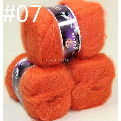 Lot of 3 balls MOHAIR 50% Angora goats Cashmere 50% silk hand Yarn Knitting red pink #07