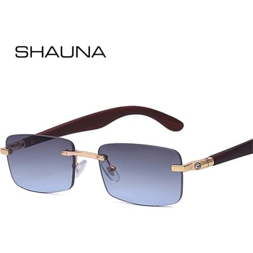 SHAUNA Retro Small Rectangle Rimless Women Sunglasses Fashion Gradient Eyewear Men Square Shades UV400 Trending Sun Glasses